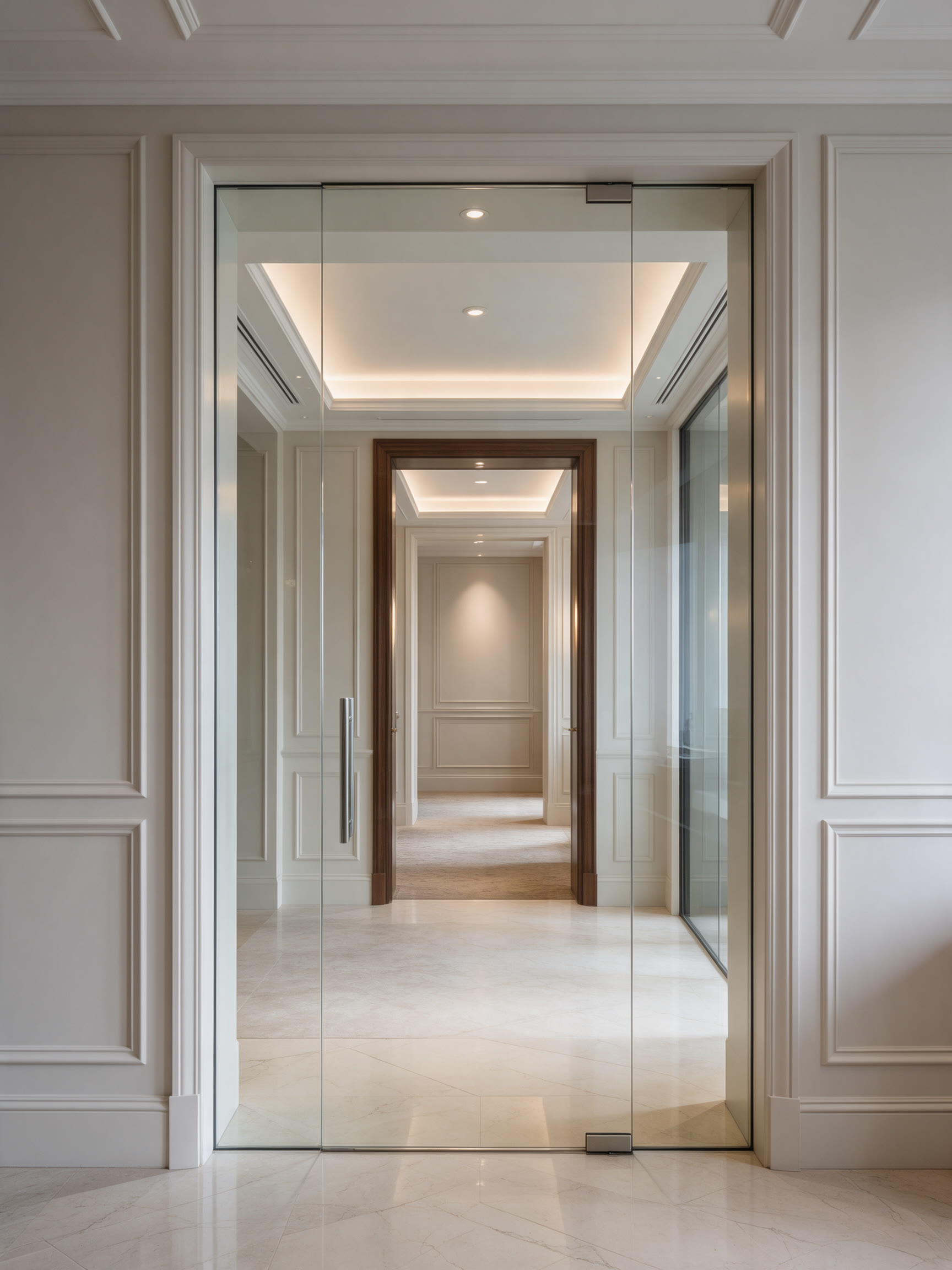 Glass entrance door with the frosted House of AHC lockup