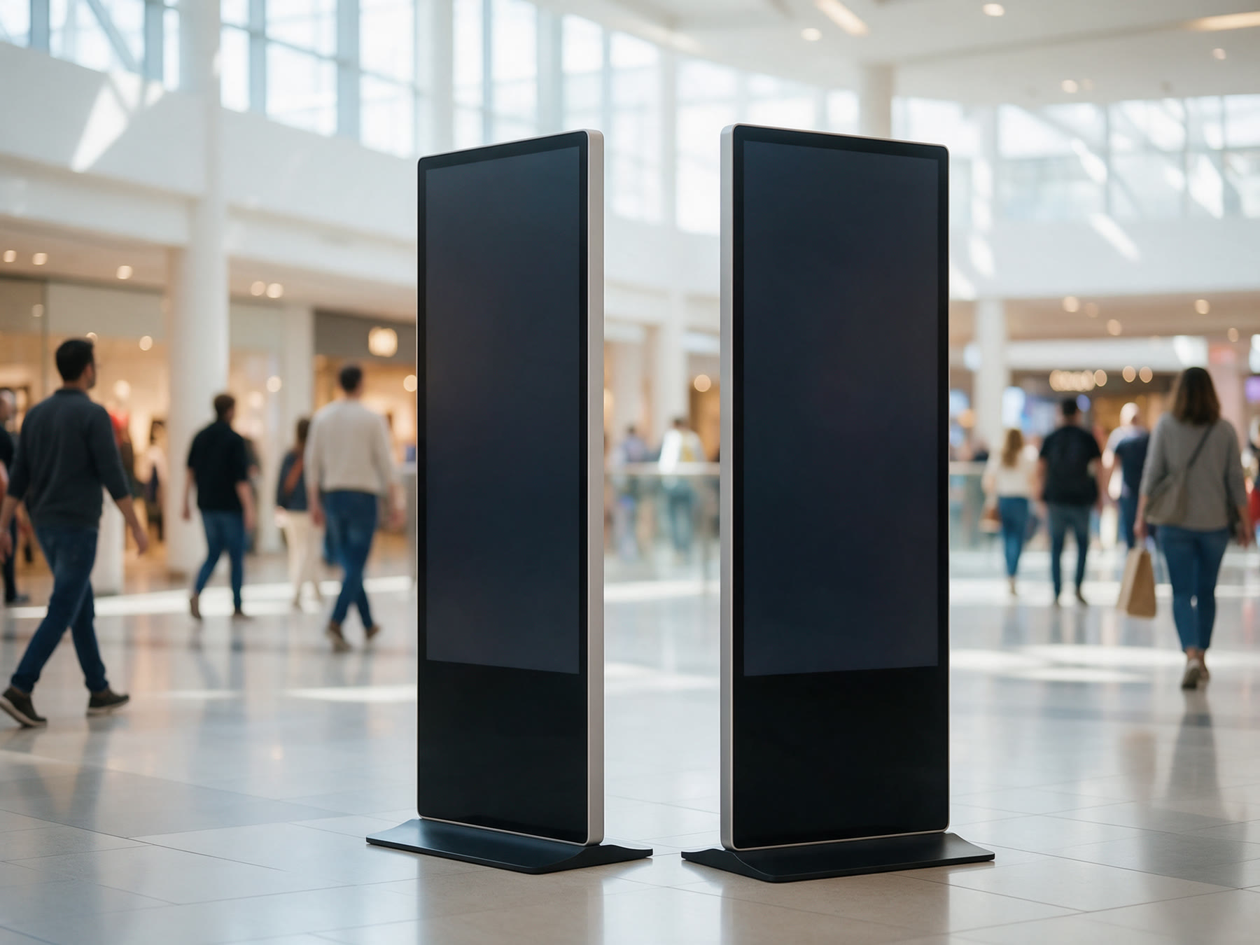LED posters in a bright mall