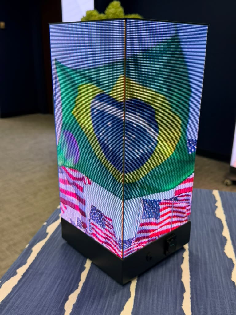 E-Cube showing flags at an event